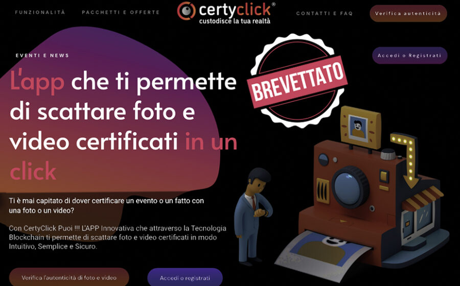 Scopri di più sull'articolo Certyclick, la prima app di “notarizzazione” di un file digitale con tecnologia blockchain riceve il brevetto di Invenzione Industriale dal Ministero delle Imprese e del Made in Italy